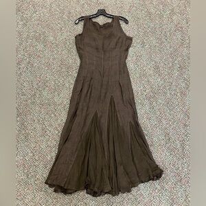 CP SHADES Dark Brown Linen Tie Back Maxi Dress Size Small